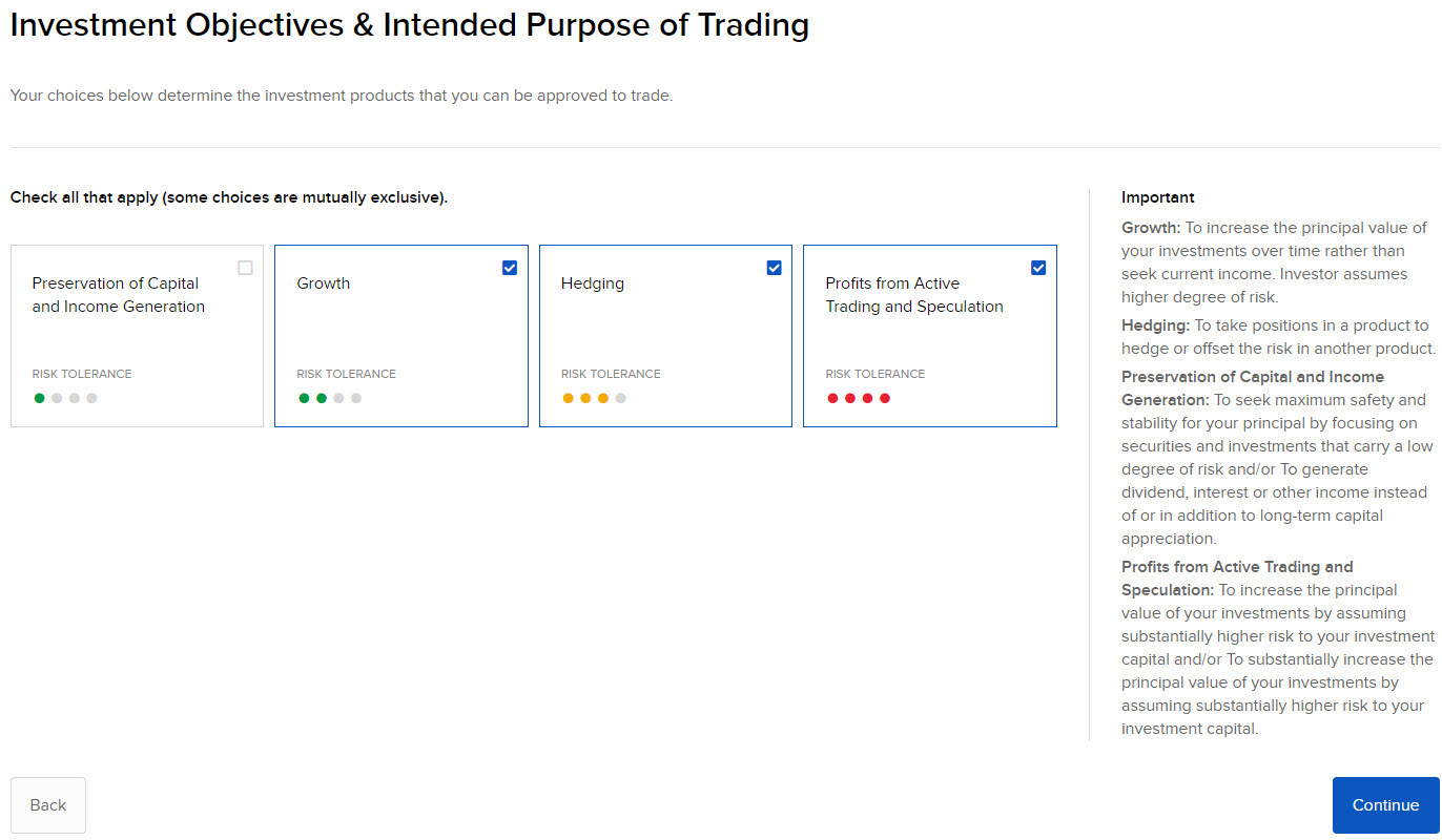 The investment objectives & intended purpose of trading panel in portal. 