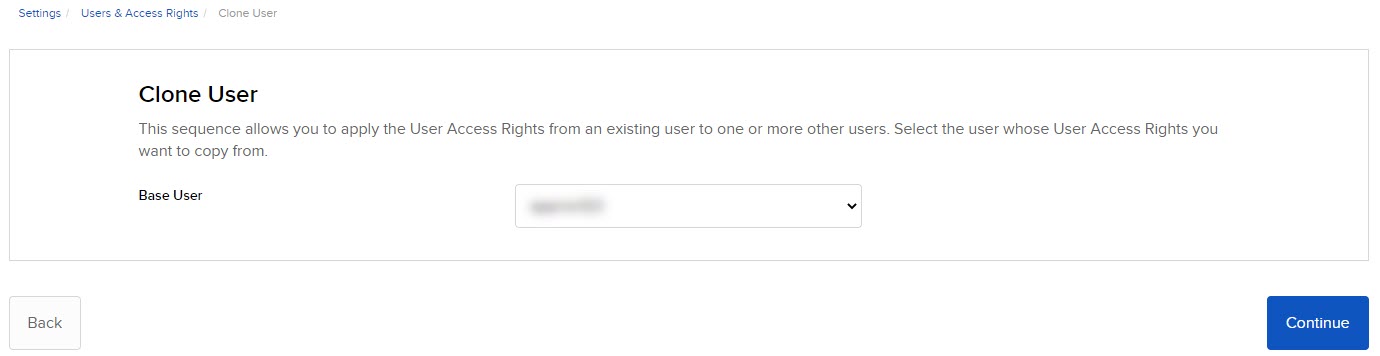 Image of the clone user panel in Portal. 