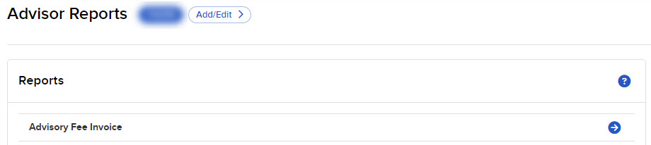 Image of the advisor fee invoices panel in advisor portal. 