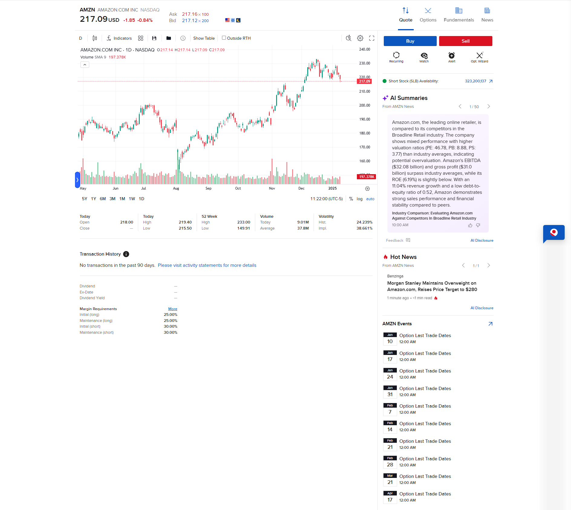 Image of the quote details in Portal. 