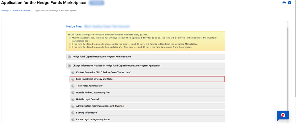 The hedge fund marketplace fund investment strategy in portal. 