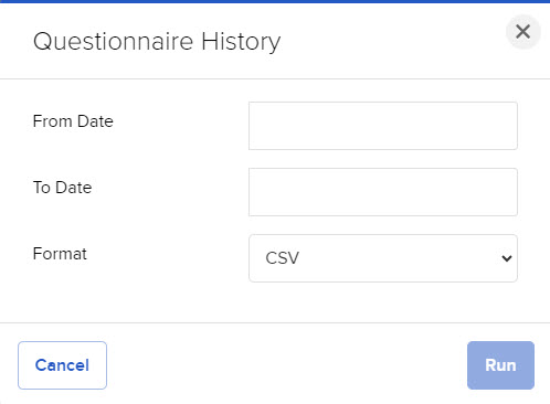 Image of the questionnaire history panel in portal. 