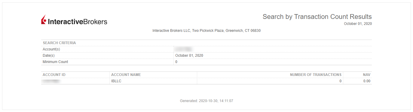 Image of the transaction count report in portal. 