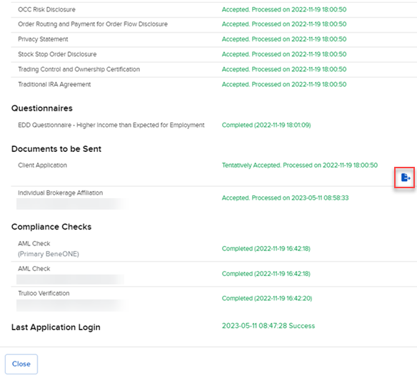 The client application tasks in advisor portal. 