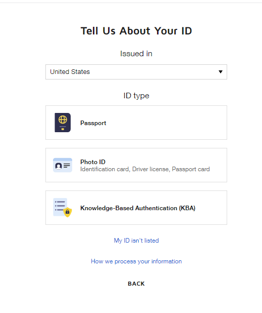 The DocuSign type of ID screen. 