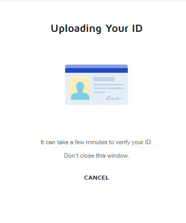 The uploading your ID DocuSign screen. 