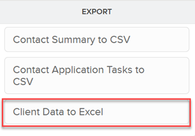 The download client data to excel button in portal. 