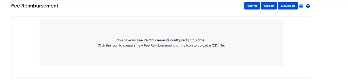 Image of the fee reimbursement panel in portal. 