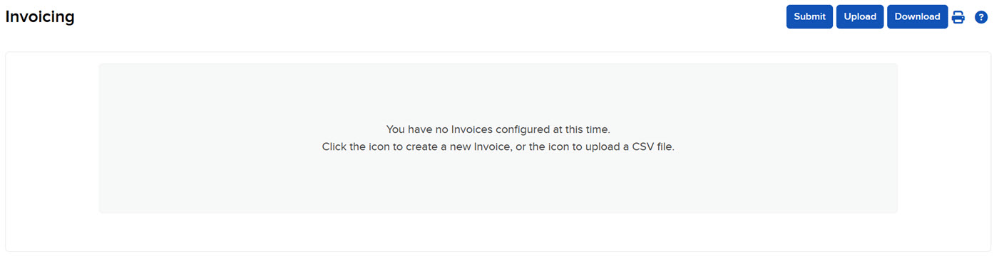 Image of the invoicing panel in portal. 