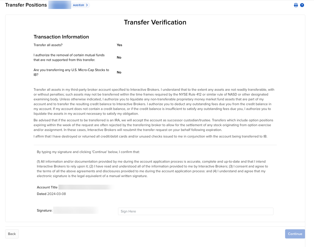 The position transfer verification with plaid in portal. 