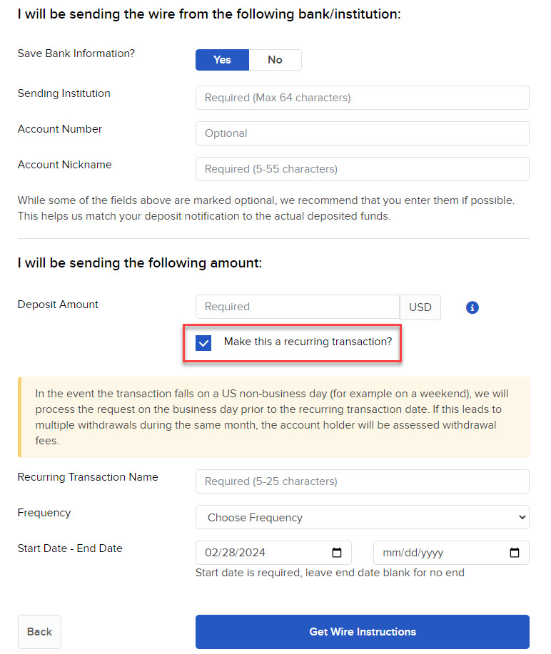 The recurring transaction button in Portal. 