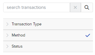 The filter additional transactions panel in Portal. 