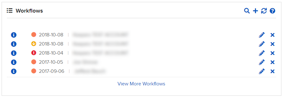The workflows panel in portal. 