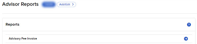 Image of the advisor fee invoices panel in advisor portal. 