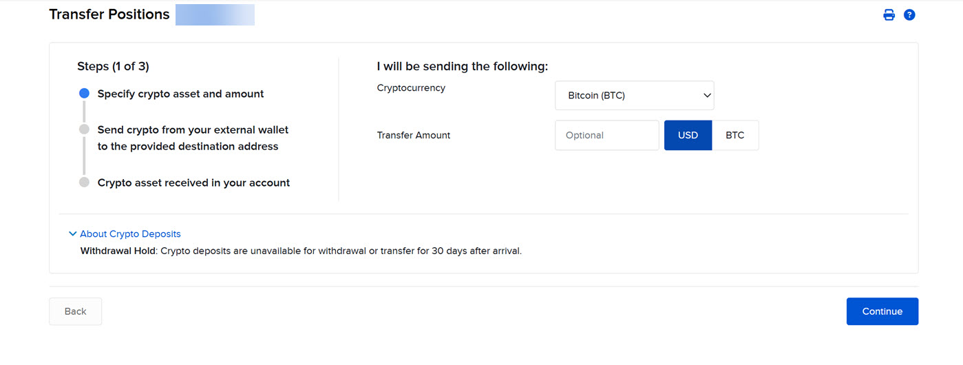 Select Crypto Currency for Crypto Deposit in Portals