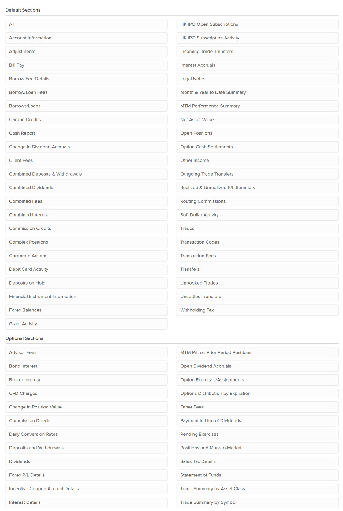 Custom Statements Sections Image of the custom statements section in portal.
