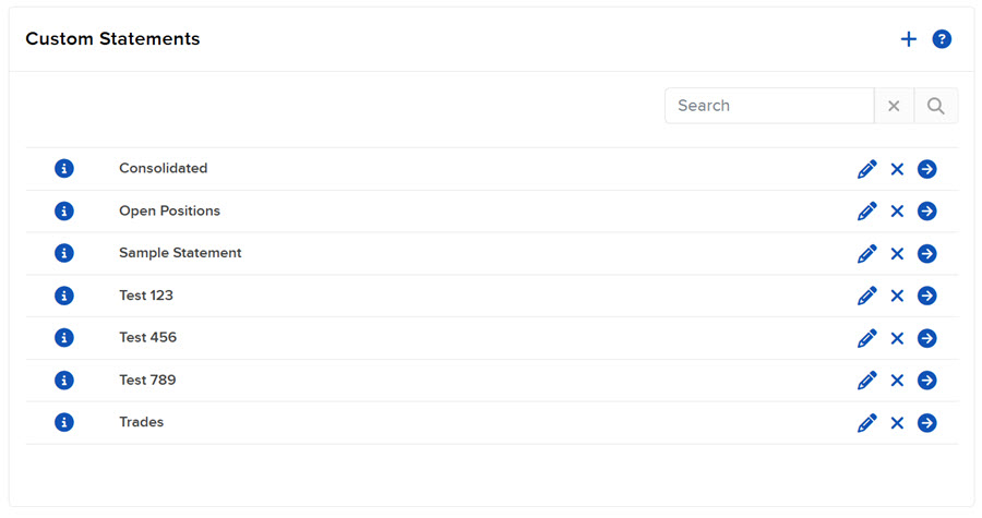 Custom Statements Image of the custom statements panel in portal.
