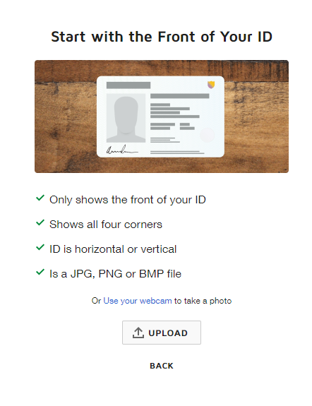 Image of the DocuSign front of your ID picture screen. 