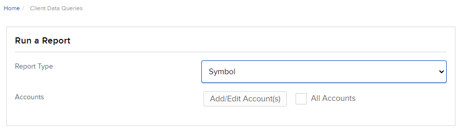 Image of the run a report on symbol panel in portal. 
