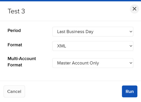 A selected flex query to run in portal. 