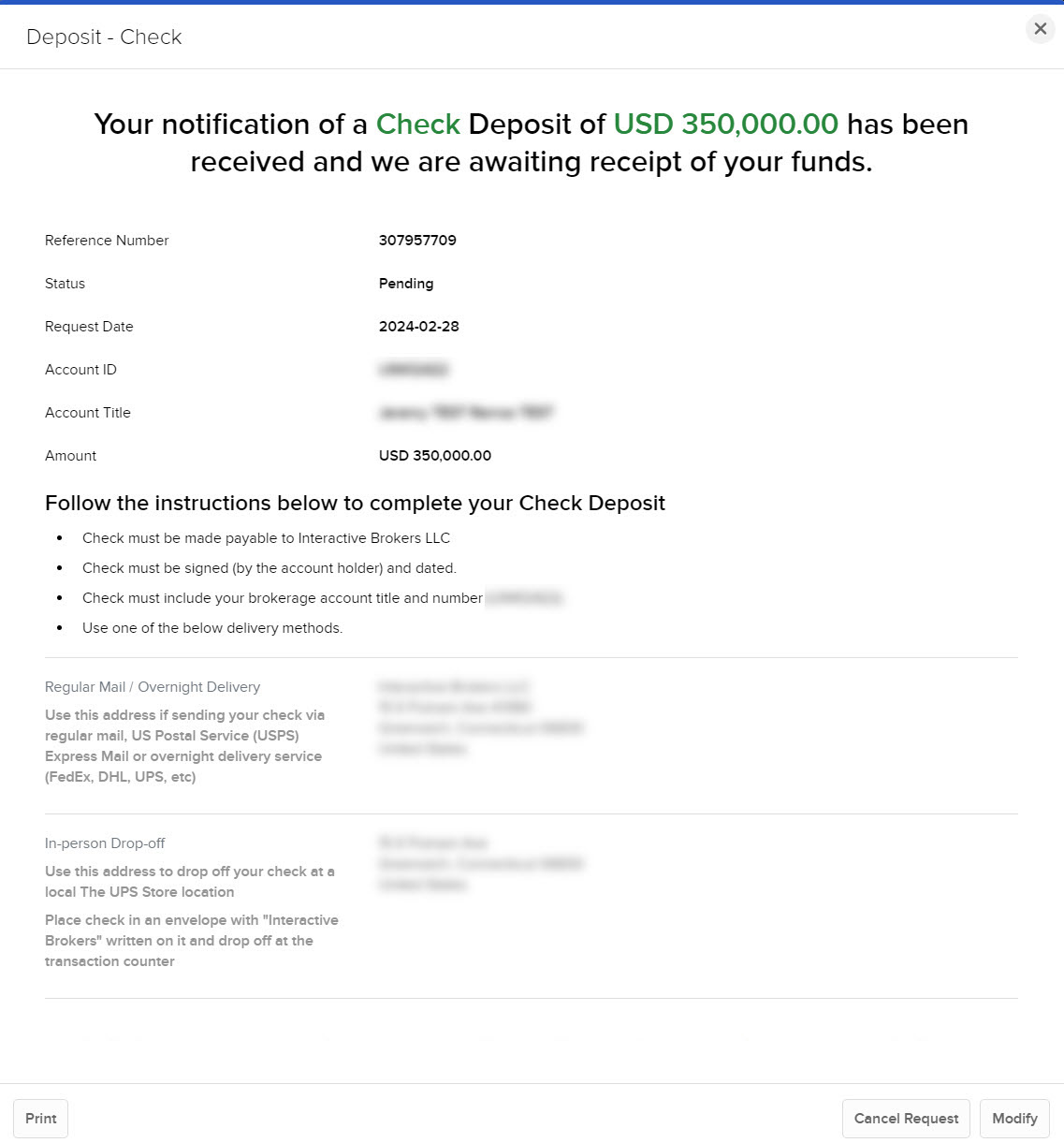 Transaction Details Image of the transaction details page in Portal.