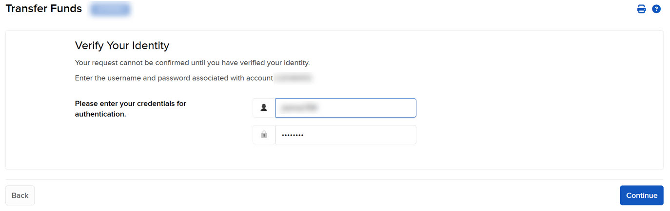 The transfer funds verify indentity in portal. 