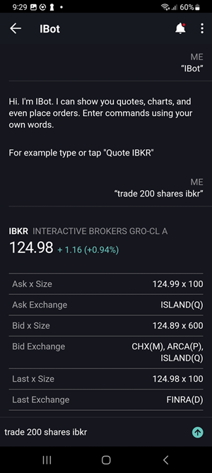 The trade with IBot for the Android Phone