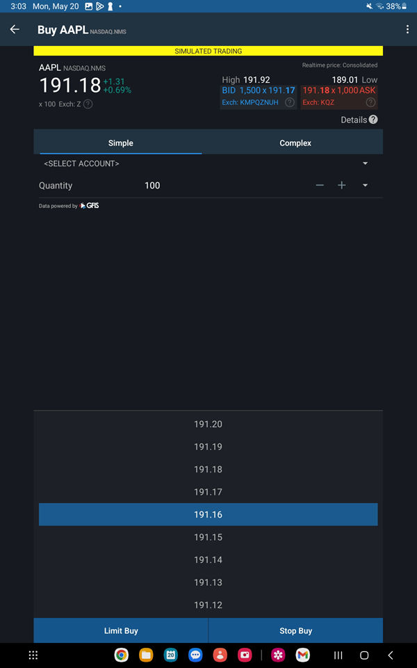 The BookTrader confirm order screen on the Android Tablet