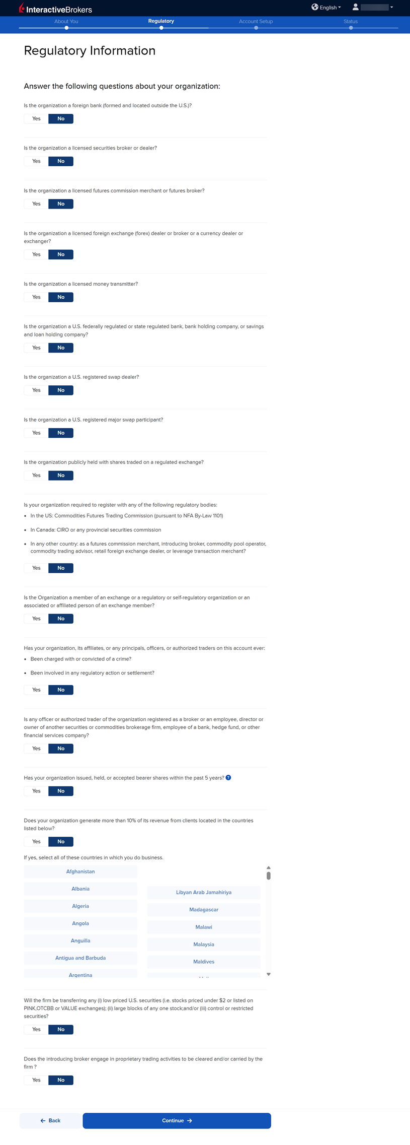 The broker regulatory information