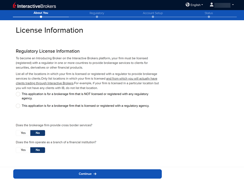 Select if you have license information introducing broker