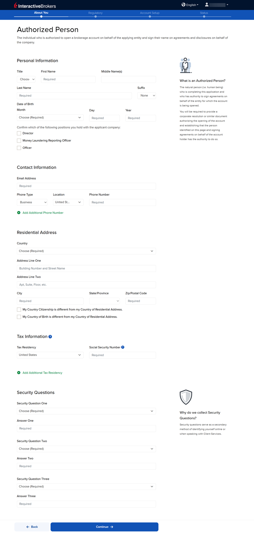 The authorized person information