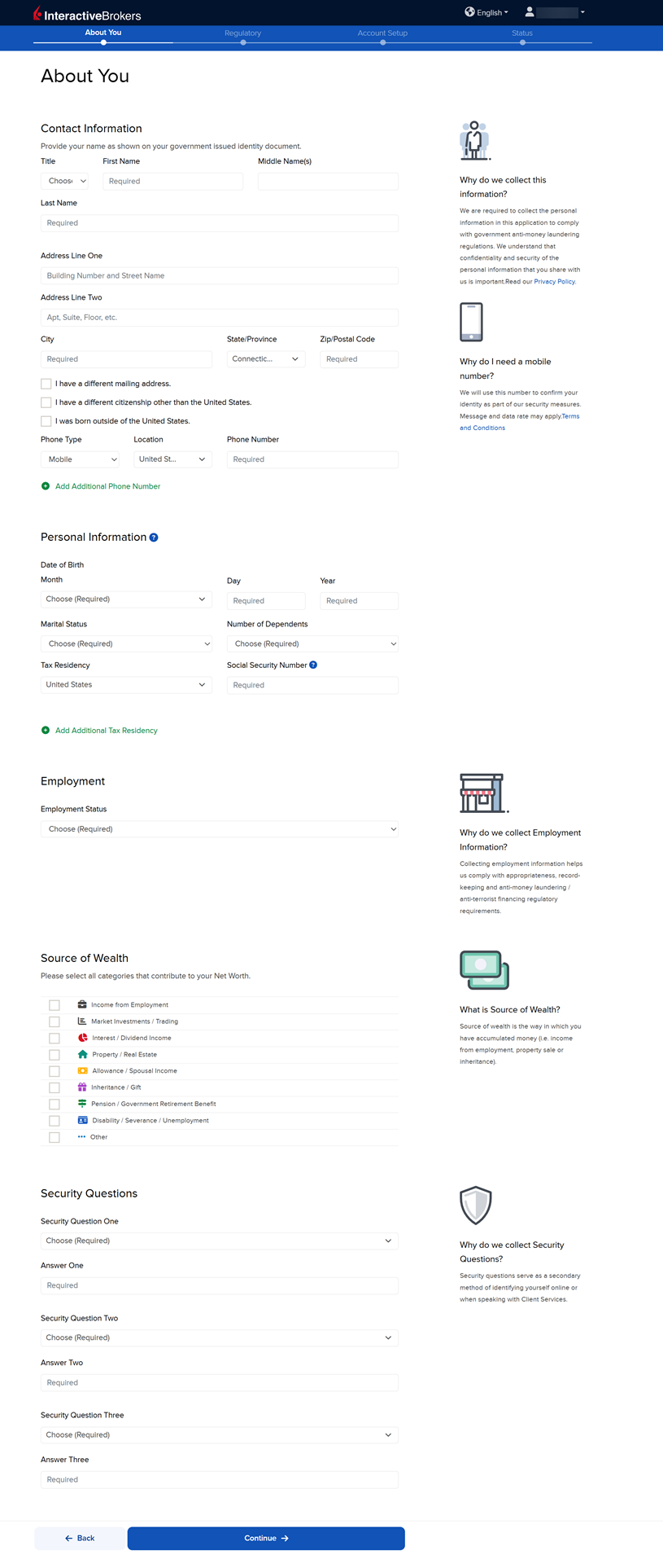 Your contact information in the application process. 