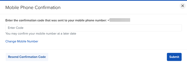 The mobile phone confirmation panel. 