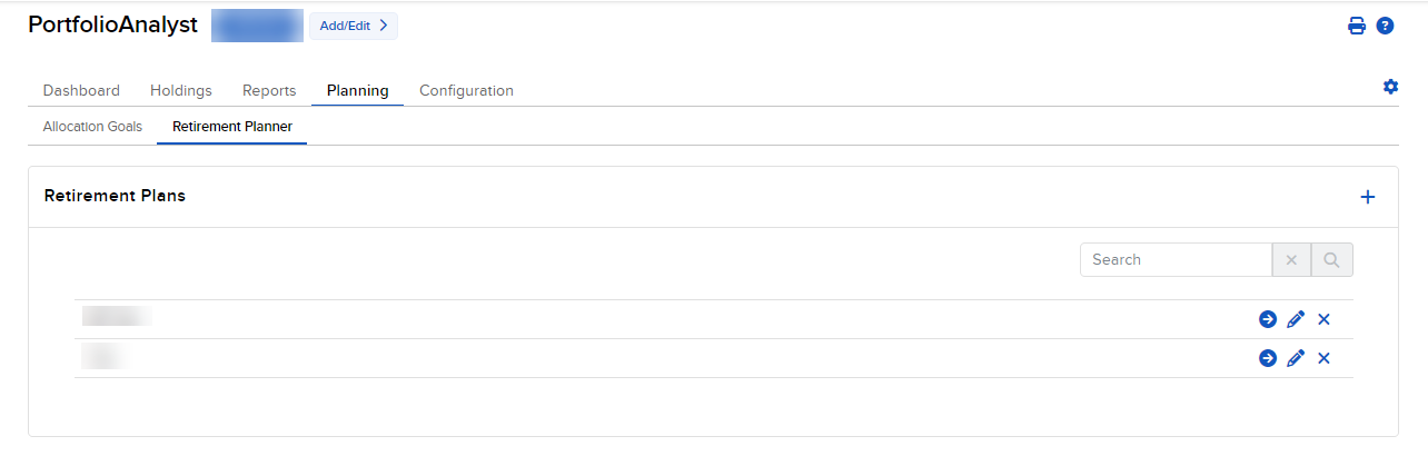 Image of the PortfolioAnalyst client retirmenent plans