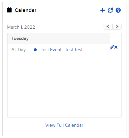 Image of the calendar widget in portal. 