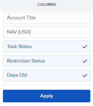 The compliance task columns in portal. 