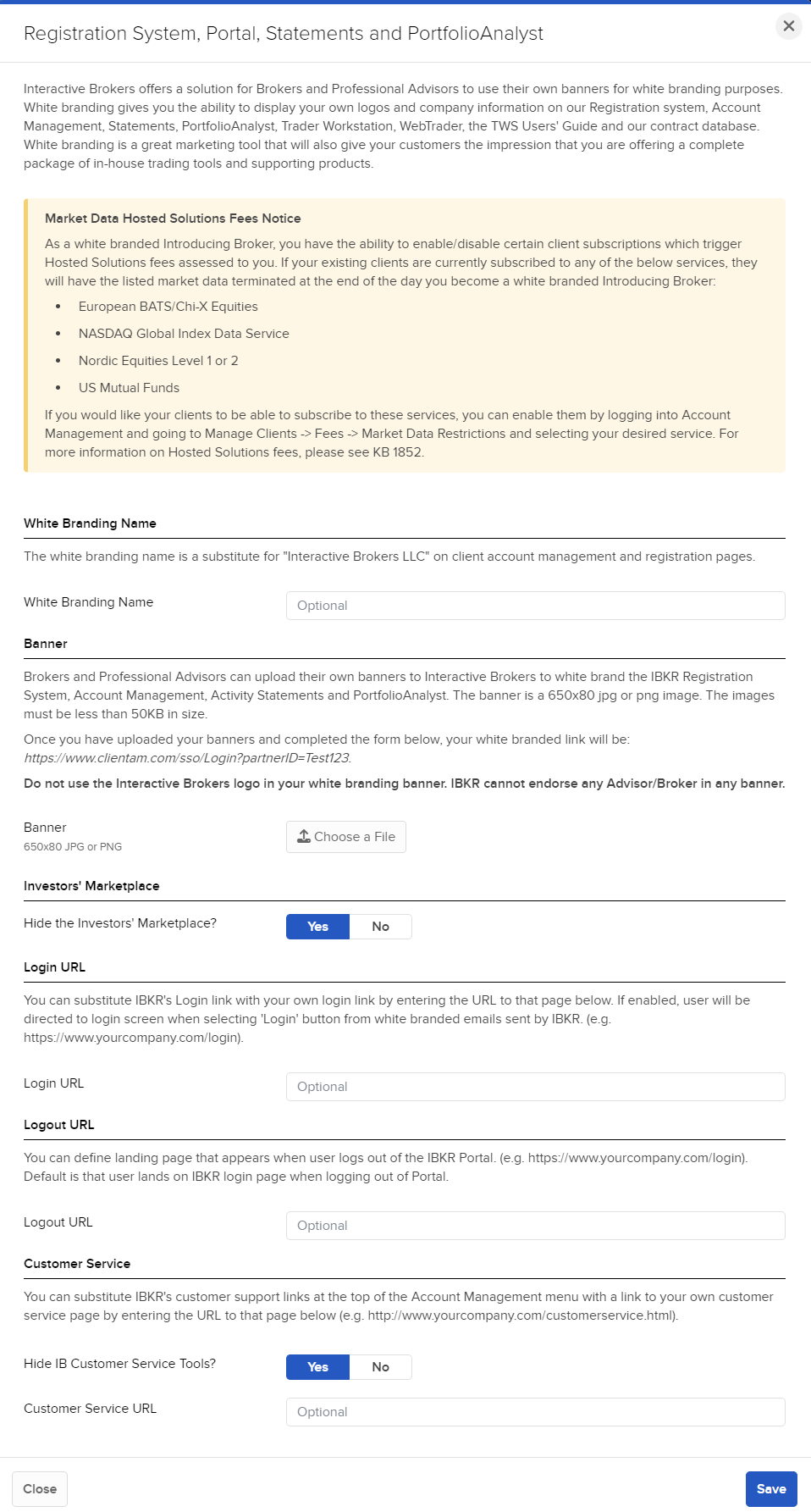 Image of the white branding registration system