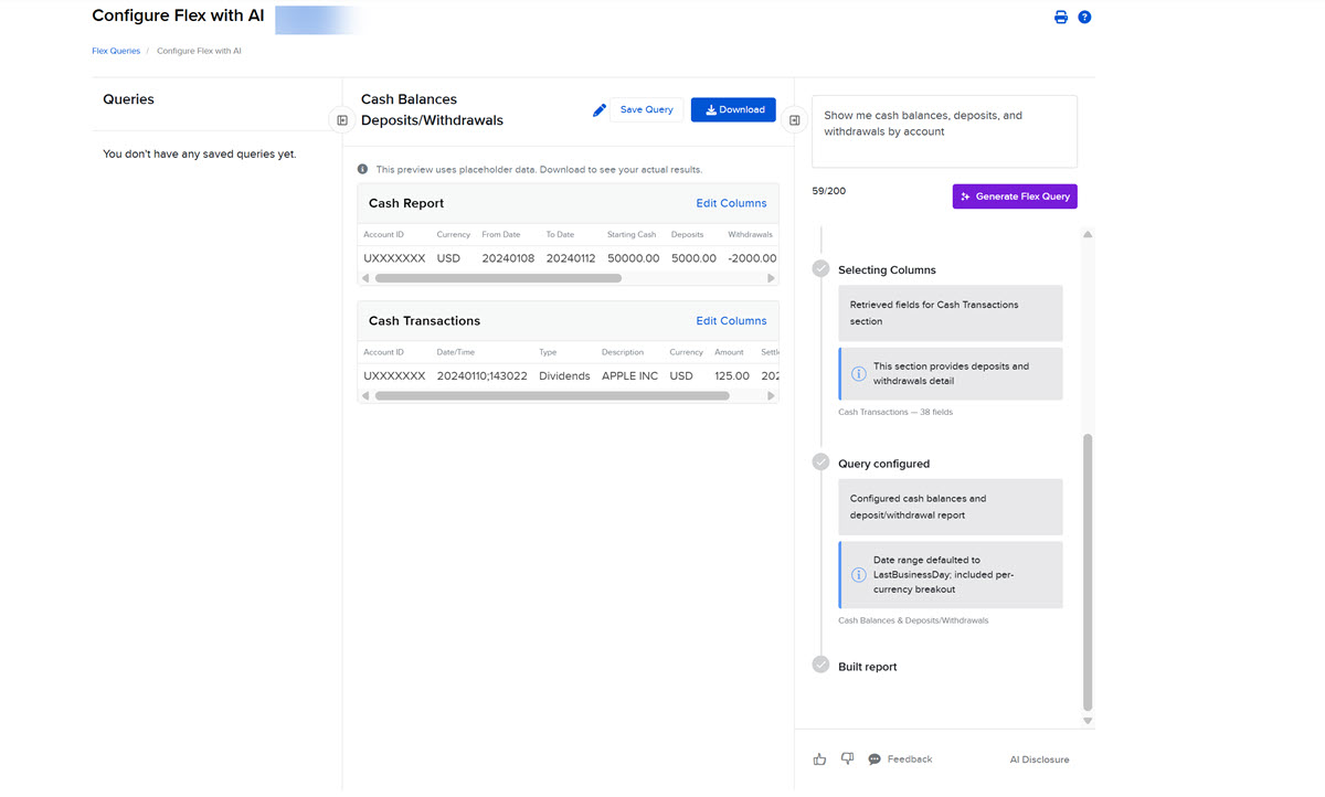 AI Flex Query Data in Portals