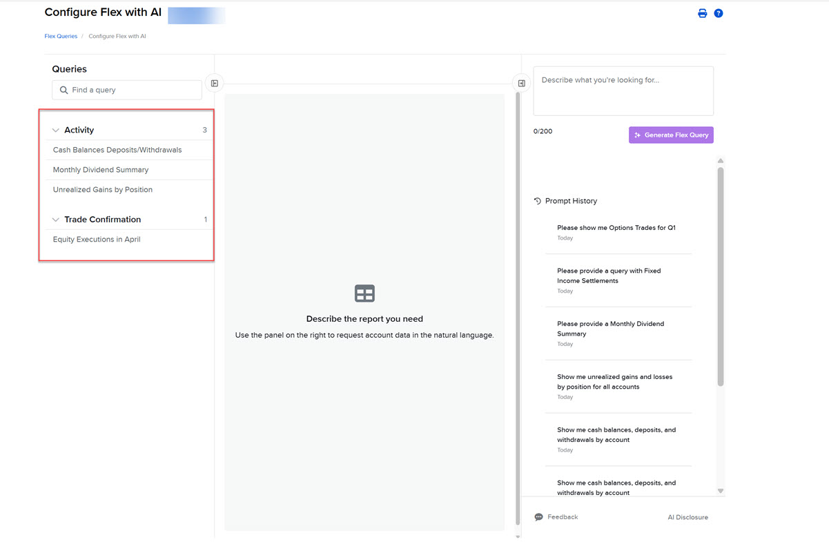 Activity and Trade Confirm Flex Queries via AI in Portals