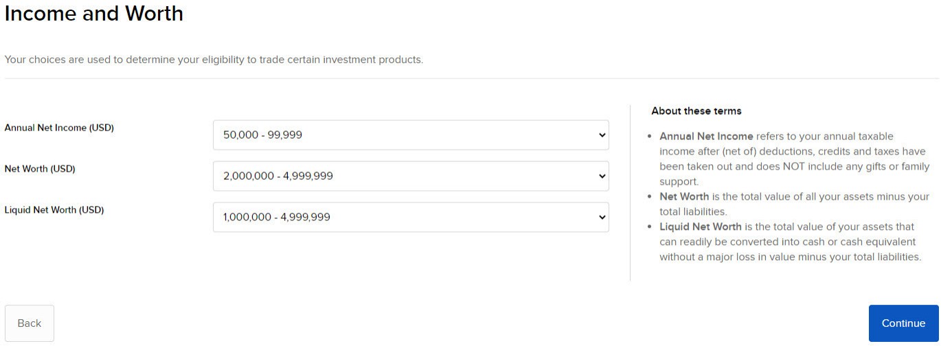 The income and worth panel in client portal. 