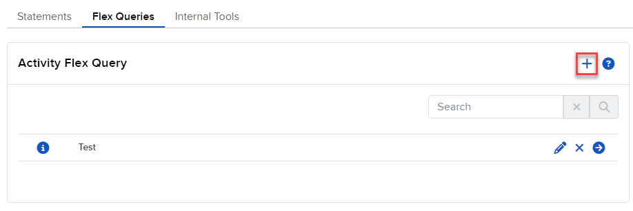 The add an activity flex query button