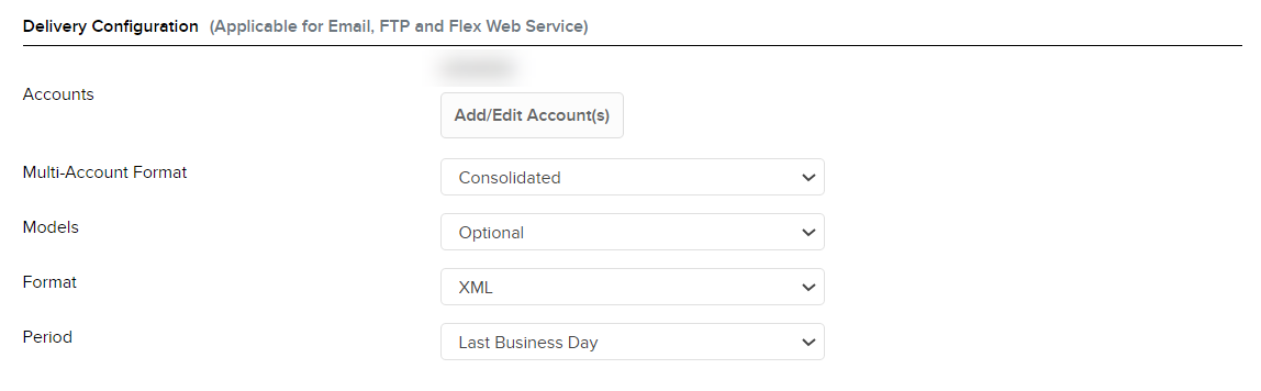 The activity flex query delivery configuration panel 