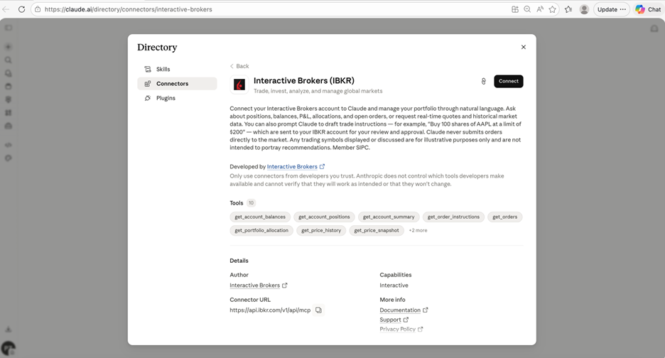 Select IBKR for AI Instructions in Desktop