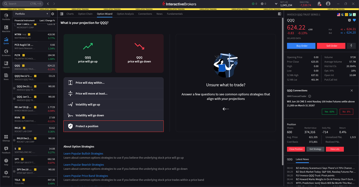 Protective Collar Protect a Position in IBKR Desktop