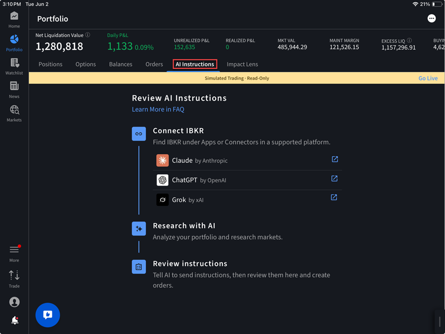 AI Instructions Tab for iPad in Mobile