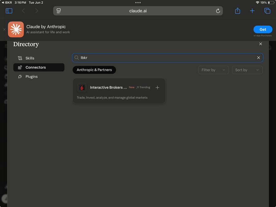 Search IBKR for AI Instructions for iPad in Mobile