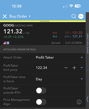 The profit taker option on the iPhone. 