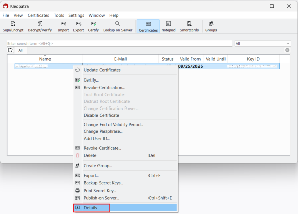 PGP Certificates Details The pgp certificates details