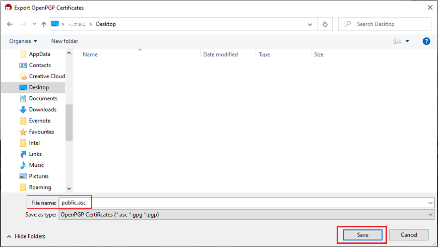 The PGP file name