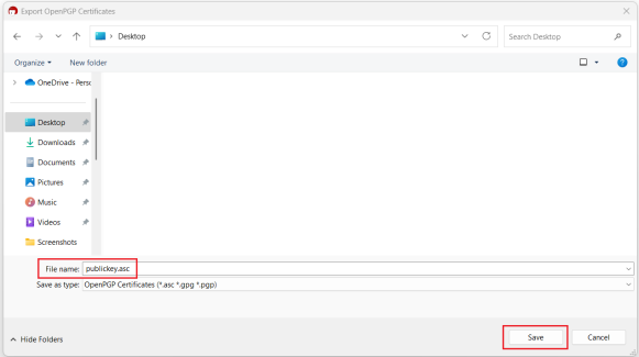 Choose publickey file The choose publickey file pop up